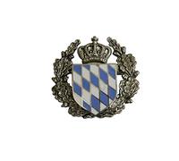 Breiter Épingle à Chapeau Insigne Bijou Broche Badge pour Costume Traditionnel - Armoiries de la Bavière - 3 x 3 cm - avec couronne d'honneur