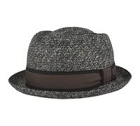 Breiter Trilby Pork Pie Chapeau de paille/d'été/de soleil, 100 % papier, écrasable, bordure côtelée colorée, doux pour la peau et confortable, XL