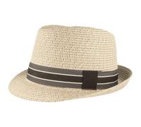 Breiter Trilby Pork Pie Chapeau de paille/d'été/de soleil, 100 % papier, écrasable, bordure côtelée colorée, doux pour la peau et confortable, Gris mélangé, XL