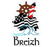 Breizh Bretagne Drapeau Phare Vague Autocollant Sticker logo682-10 cm