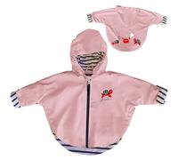 Breizh Ocean - Ciré, Imperméable Bébé avec Capuche de 6 à 24 mois - Création Française TUDY - Vetement Bebe Garçon ou Fille avec Intérieur Rayé - Poncho Pluie Enfant avec Broderie dans le Dos