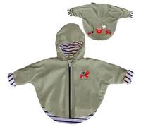 Breizh Ocean - Ciré, Imperméable Bébé avec Capuche de 6 à 24 mois - Création Française TUDY - Vetement Bebe Garçon ou Fille avec Intérieur Rayé - Poncho Pluie Enfant avec Broderie dans le Dos