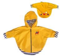 Breizh Ocean - Ciré, Imperméable Bébé avec Capuche de 6 à 24 mois - Création Française TUDY - Vetement Bebe Garçon ou Fille avec Intérieur Rayé - Poncho Pluie Enfant avec Broderie dans le Dos