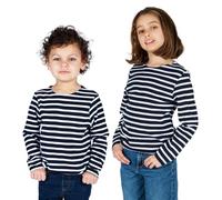Breizh Ocean - Marinière Coton Bio - de 1 à 14 Ans - Création Française GUER Enfant - Tee Shirt Enfant Garcon ou Fille Manches Longues - Vetement Bebe Garçon et Fille à Rayures