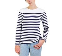 Breizh Ocean - Marinière Coton Bio, du XS au 4XL, Matière Épaisse - Création Française PIRIAC - Tee Shirt Manches Longues Femme - Tshirt Femme Rayé