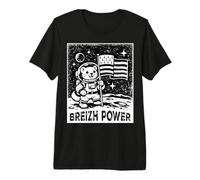 Breizh Power Belette conquiert la Lune avec Drapeau Breton T-Shirt Haut de Gamme
