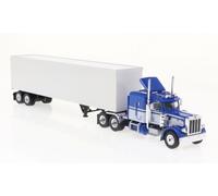 Brekina 85716 - 1/87 Brekina, Peterbilt 359 Koffer-SZ, Bleu/Blanc, 1973 - Neuf