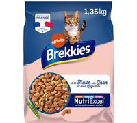 BREKKIES - Croquettes Saveur Poisson pour Chat Adulte, Nutrition Équilibrée et Appétente (1,35 kg) - Le Lot De 3
