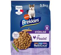 BREKKIES Excel - Croquettes Équilibrées au Poulet pour Chat Adulte Stérilisé, Saveur Savoureuse (3.5 kg) - Le Lot De 2