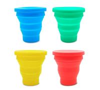 Brelet Lot de 4 tasses pliantes. Tasse pliable rétractable. Gobelet pliable en silicone. Tasse à café pliable. Économie d'espace pour camping, voyage (170 ml)
