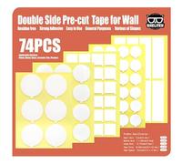 Breliter Ruban adhésif double face prédécoupé pour mur - 74 pièces de ruban adhésif transparent pour accrocher des photos, facile à utiliser et ruban amovible pour décoration de la maison, fête