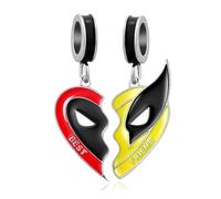 Breloque 2 pièces en argent 925 avec inscription « Dead Pool and Wolverine » compatible avec les bracelets Pandora, Trollbeads, Chamilia, Biagi et beaucoup d'autres bracelets à breloques britanniques.