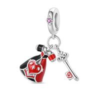 Breloque Alice Reine de Cœurs en argent 925 compatible avec les bracelets Pandora, Trollbeads, Chamilia, Biagi et beaucoup d'autres bracelets à breloques britanniques.