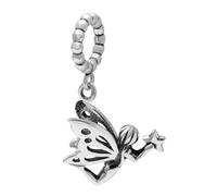 Breloque ange porte-bonheur en argent sterling 925 avec papillon et fée tenant une étoile pour bracelet Pandora