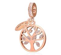 Breloque arbre généalogique en argent sterling 925 pour bracelet Pandora (or rose)