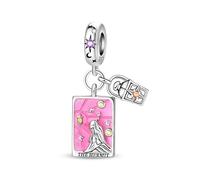 Breloque carte de tarot de l'Hermite en argent 925 compatible avec les bracelets Pandora, Trollbeads, Chamilia, Biagi et beaucoup d'autres bracelets à breloques britanniques.