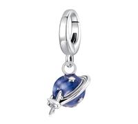 Breloque céleste en argent sterling 925 pour bracelets Pandora - Motif planète spatiale, émail, Émail