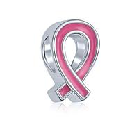 Breloque Charme Ruban Rose Éclatant Émail Espoir Survivante Du Cancer Du Sein - Argent Sterling Authentique .925 - Compatible Avec Les Bracelets Européens - Bijoux Inspirants Pour Femmes