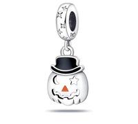 Breloque citrouille effrayante d'Halloween en argent 925 compatible avec les bracelets Pandora, Trollbeads, Chamilia, Biagi et beaucoup d'autres bracelets à breloques britanniques.