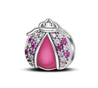 Breloque coccinelle rose printanier, breloque de bracelet perlé, convient aux bracelets de 3 mm à 4,5 mm