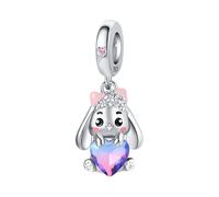 Breloque coeur de lapin couronne florale, breloque pour bracelet, compatible avec le collier bracelet pandora