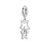Breloque colorée en forme d'étoile souhaité en argent sterling pour bracelet Pandora pour femme, Nein., Argent sterling, Non.