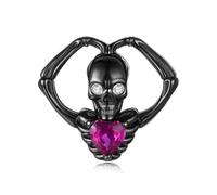 Breloque crâne coeur-main halloween, accessoire de bracelet à breloques en argent sterling 925, compatible avec bracelet 3 mm-4,5 mm