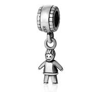 Breloque d'anniversaire pour garçon sourire en argent sterling 925 avec breloque porte-bonheur pour bracelet Pandora (garçon)