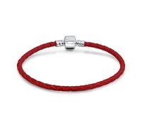 Breloque De Démarrage En Cuir Véritable Tressé Rouge Pour Les Bracelets De Perles Européennes Pour Femmes .925 Argent Sterling