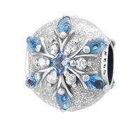 Breloque de perle de flocon de neige en verre, accessoire de bracelet à breloques en argent sterling 925, compatible avec le collier de bracelet pandora