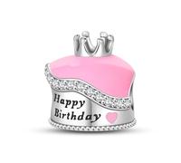 Breloque de perle de gâteau d'anniversaire couronne, breloque pour bracelet, compatible avec le collier de bracelet pandora