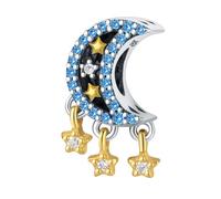 Breloque de perle de lune ajourée, accessoire de bracelet à breloques en argent sterling 925, compatible avec le collier de bracelet pandora