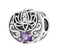 Breloque de perle de lune ajourée en pierre lotus, breloque pour bracelet, compatible avec le collier de bracelet pandora