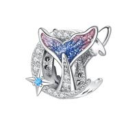 Breloque de perle de lune en queue de sirène en résine dégradée, breloque pour bracelet, compatible avec le collier de bracelet pandora