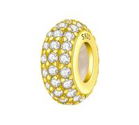 Breloque de perle d'espacement brillante minimaliste dorée, breloque pour bracelet, compatible avec le collier de bracelet pandora