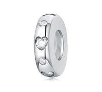 Breloque de perle d'espacement de coeur simple, accessoire de bracelet à breloques en argent sterling 925, compatible avec le collier de bracelet pandora, cadeau pour les femmes