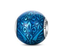 Breloque de perles à imprimé rétro papillon bleu, breloque pour bracelet, compatible avec le collier bracelet pandora