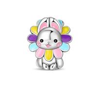 Breloque de perles de couronne florale de lapin, breloque pour bracelet, compatible avec le collier de bracelet pandora