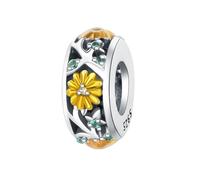 Breloque de perles de marguerite ajourée, accessoire de bracelet à breloques en argent sterling 925, compatible avec le collier de bracelet pandora