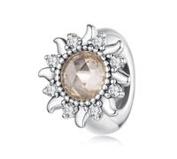Breloque de perles d'espacement en silicone sun, accessoire de bracelet à breloques en argent sterling 925, compatible avec le collier de bracelet pandora