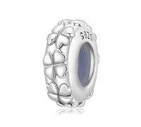 Breloque de perles d'espacement en silicone trèfle à quatre feuilles breloque en argent sterling 925 convient au bracelet pandora, scc3108