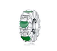 Breloque de perles époxy vertes simples, accessoire de bracelet à breloques en argent sterling 925, compatible avec le collier de bracelet pandora
