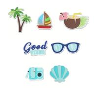 Breloque de plage pour sacs de tourbières - 7 ornements pour sac de plage | Décoration de sac de plage fourre-tout en caoutchouc | Inserts amovibles en caoutchouc PVC | Accessoires de charme de plage