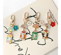 breloque de sac à motif floral et éventail pliant, pendentif de dorable, pendentif de sac, porte-clés de style japonais, porte-sac Feng Shui, porte-clés fleur japonaise avec sac porte-bonheur pou