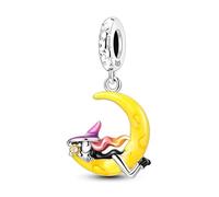 Breloque de sorcière lune, breloque pour bracelet, compatible avec le collier bracelet pandora