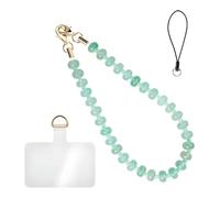 Breloque de Téléphone en Pierre Naturelle,Dragonne de Téléphone Perlée avec Cordon,Boucle Dorée et Support Transparent pour Portefeuille