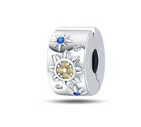 Breloque d'espacement à clip pour bracelet en argent sterling 925 pavé de zircons cubiques pour bracelet, perle d'espacement européenne ouverte, bijoux à faire soi-même, cadeau pour femmes et filles