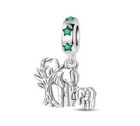 Breloque d'ornement de goutte d'éléphant de la famille, accessoire de bracelet à breloques plaqué argent, compatible avec le collier de bracelet pandora, cadeau pour les femmes