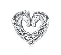 Breloque double cheval nœud celtique en argent sterling 925 - Amour cœur infini - Compatible avec bracelet Pandora - Collier pour femme
