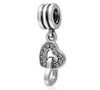 Breloque double cœur en argent sterling 925 pour bracelet Pandora